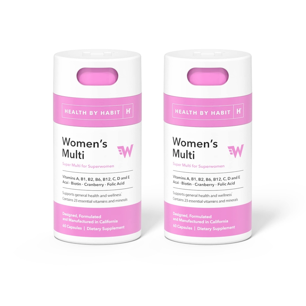 Salud por Habit Womens Multi Suplemento 2 Pack (120 cápsulas) - 23 Vitaminas y Minerales Esenciales, Apoya Salud General &amp; Bienestar, No GMO, Libre de Azúcar (2 Pack)
