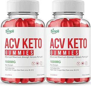 Simpli Health ACV Keto + Gummies, SimpliHealth ACV Keto Suplemento Gummies - Maximum Strength, Simpli ACV Gummys, All Natural Support Advanced Formula, SimpliACV Gummy Reviews (2 Pack)