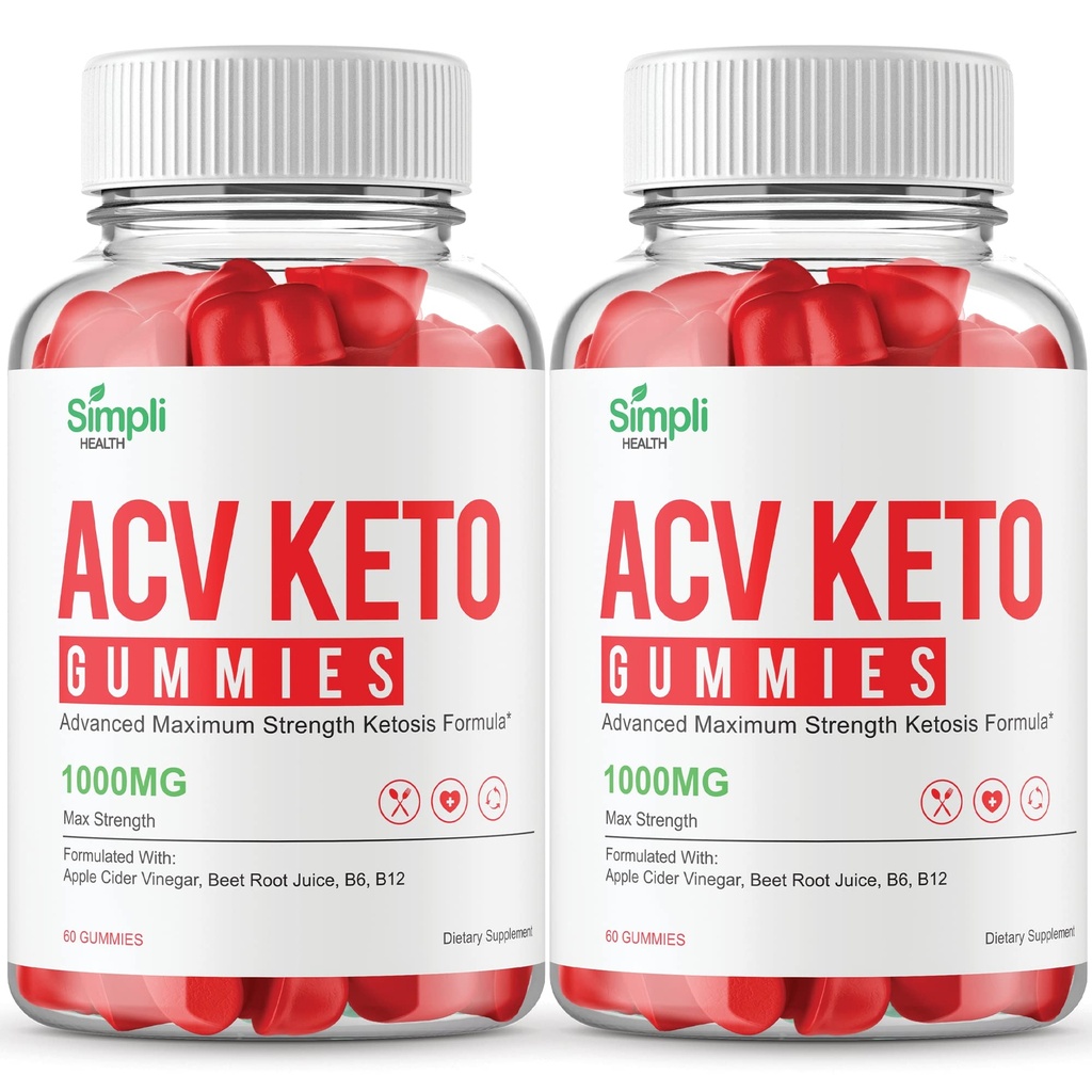 Simpli Health ACV Keto + Gummies, SimpliHealth ACV Keto Suplemento Gummies - Maximum Strength, Simpli ACV Gummys, All Natural Support Advanced Formula, SimpliACV Gummy Reviews (2 Pack)