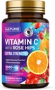 Construido por Nature Chewable Vitamina C con Rosa HIPS - 1000 mg Immune Support Supplement - Non-GMO, Gluten-Free, Vegan - Potente antioxidante para la energía &amp; Collagen Boost - Orange Flavor – 60 Tablets