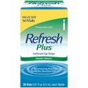 Refresh Plus Lubricant Eye Drops, 50 Single-Use Containers, 0.01 fl oz (0.4mL) each Sterile