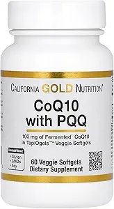 California Gold Nutrition CoQ10 con PQQ, Ubiquinone USP, Tapioca Veggie Softgel con Lecitina de girasol, 100 mg, 60 Veggie Softgel