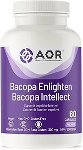 AOR, Bacopa Enlighten, Ayurvedic Bacopa Monnieri Suplemento, 300 mg, Vegan, 60 cápsulas (60 piezas)