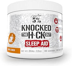 5% Nutrición Rich Piana Knocked Out Natural Sleep Aid ← Post-Workout Recovery & Deep Sleep Supplement TEN GABA, Melatonin, Chamomile, Tyrosine, 5-HTP, &amp; Más TEN 7.2 oz, 30 Servings (Apple Cider)
