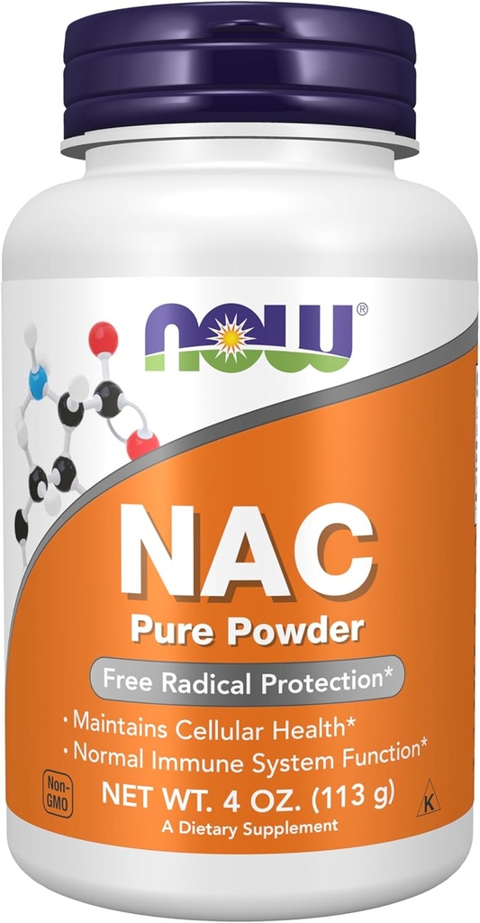 AHORA Suplementos, NAC (Cisteína N-Acetil) 600 mg Polvo puro, Protección Radical gratuita*, Salud Celular*, Función del Sistema Inmune* 4 onzas (113 g)
