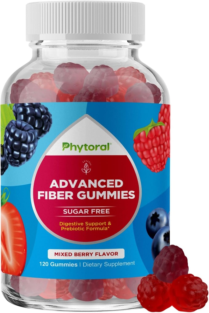 Fiber Gummies for Adults - Chicory Root Suplemento con Prebiotic Support for Gut & Digestive Health - Soluble Digestion Capsules for Stomach Regulation & Immune Aid - Sugar Free & Vegan - 120 Count
