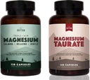 Natural Rhythm Day & Night Bundle - Triple Calm Magnesium 150mg, 120 capsules + Magnesium Taurate 750mg (150 mg de Magnesio Elemental) 120 Capsules