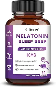 Melatonina 10 mg + L Theanine 5 mg " Magnesio 5 mg, Restablecimiento de la manutención del sueño para adultos, no hábitos que forman suplemento de la ayuda al sueño para la calma y la relajación, Vegan, No GMO, 60 cápsulas