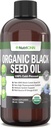 Óleo de semillas negras orgánicas - USDA Certified Organic Black Cumin Seed Oil Liquid – High Thymoquinone Content – Non-GMO and Cold-Presed – Rich Source of Omega-6 &amp; Omega-9 Fatty Acids - 8 Oz