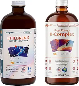 LIQUIDHEALTH Multivitamínico líquido para niños y B Complejo Líquido Super Energía Boost B Suplementos Vitaminas