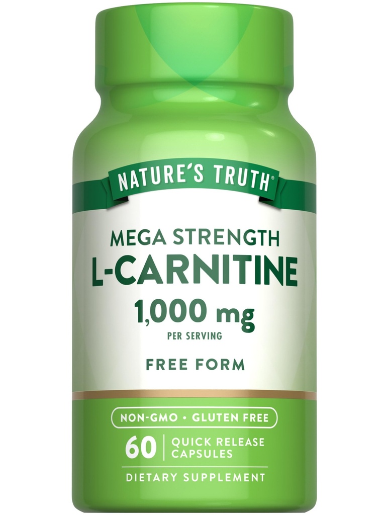 Nature's Truth L-Carnitine 1000mg | 60 Capsules | Mega Strength | Free Form | Non-GMO & Gluten Free Supplement