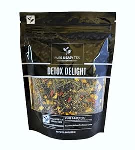 Té puro y fácil, Detox Delight, 30 días Detox, soporta el deslizamiento saludable, el hígado, Gut & Colon Cleanse, Advanced Full Body Blend, 100g/3.5oz