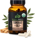 Orgánica Muscle Tongkat Ali para Hombres, 500 mg - Pure &amp; Potent USDA Eurycoma Longifolia Root Suplemento 60 Cuenta – Wild Grown Hombres Salud Hormona Apoyo para el rendimiento masculino, Drive & Energizer