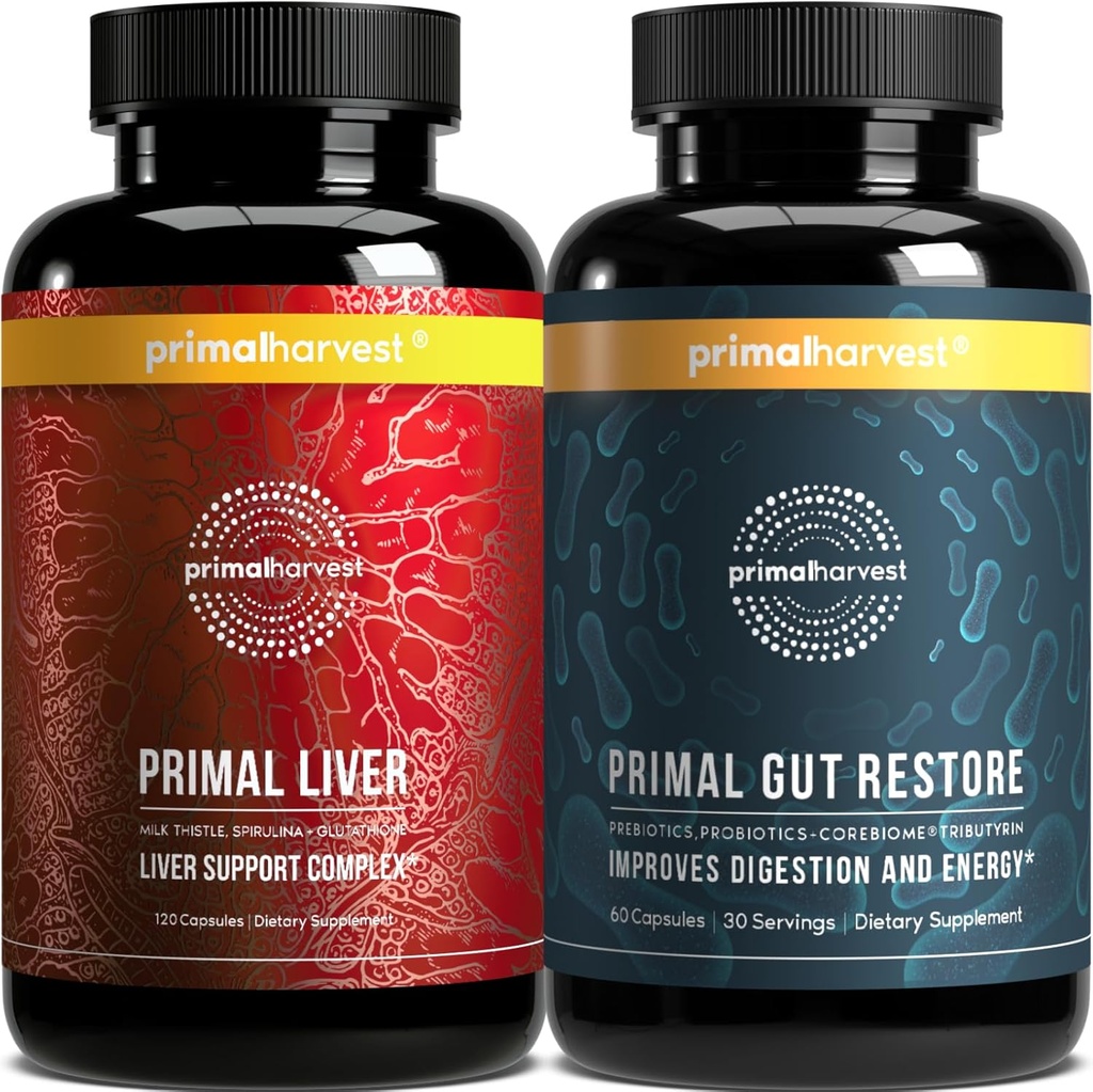 Primal Harvest Liver " Gut Restore Suplementos para Mujeres y Hombres, Bundle