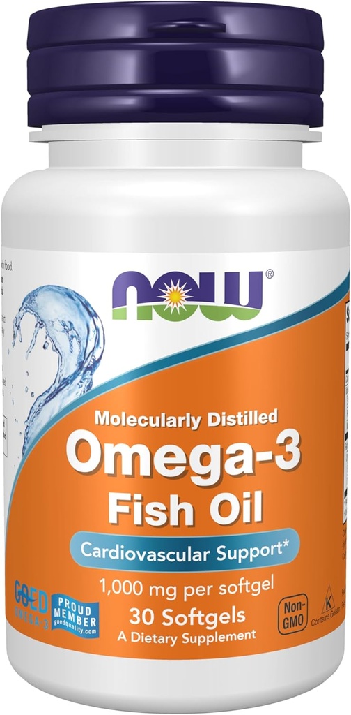 AHORA Suplementos de alimentos, Omega-3 180 EPA / 120 DHA, Molecularmente Destilado, Soporte cardiovascular*, 30 Softgels