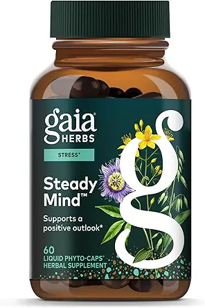 Gaia Herbs Equilibrio Emocional - Apoyo al Estrés Suplemento de Ayuda La Copa del Cuerpo con Estrés - con la Wort, Pasionflower, Vervain y Oats - 60 Vegan Liquid Phyto-Capsules (20-Day Supply)