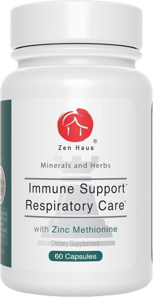 Zen Haus Respiratory and Immune Supplement - Elderberry with Zinc, Quercetin, Magnesium Glycinate/Taurate, Echinacea, Olive Leaf Extract, Lysine, Leucine, Cystein, Melatonin (60 cápsulas)
