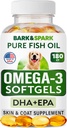 BARK limitadaSPARK Omega 3 for Dogs - 180 Fish Oil Softgels for Dog Shedding, Skin Allergy, Itch Relief, Hot Spots Treatment - Joint Health - Skin and Coat Supplement - EPA & DHA Fatty Acids - Salmon Oil