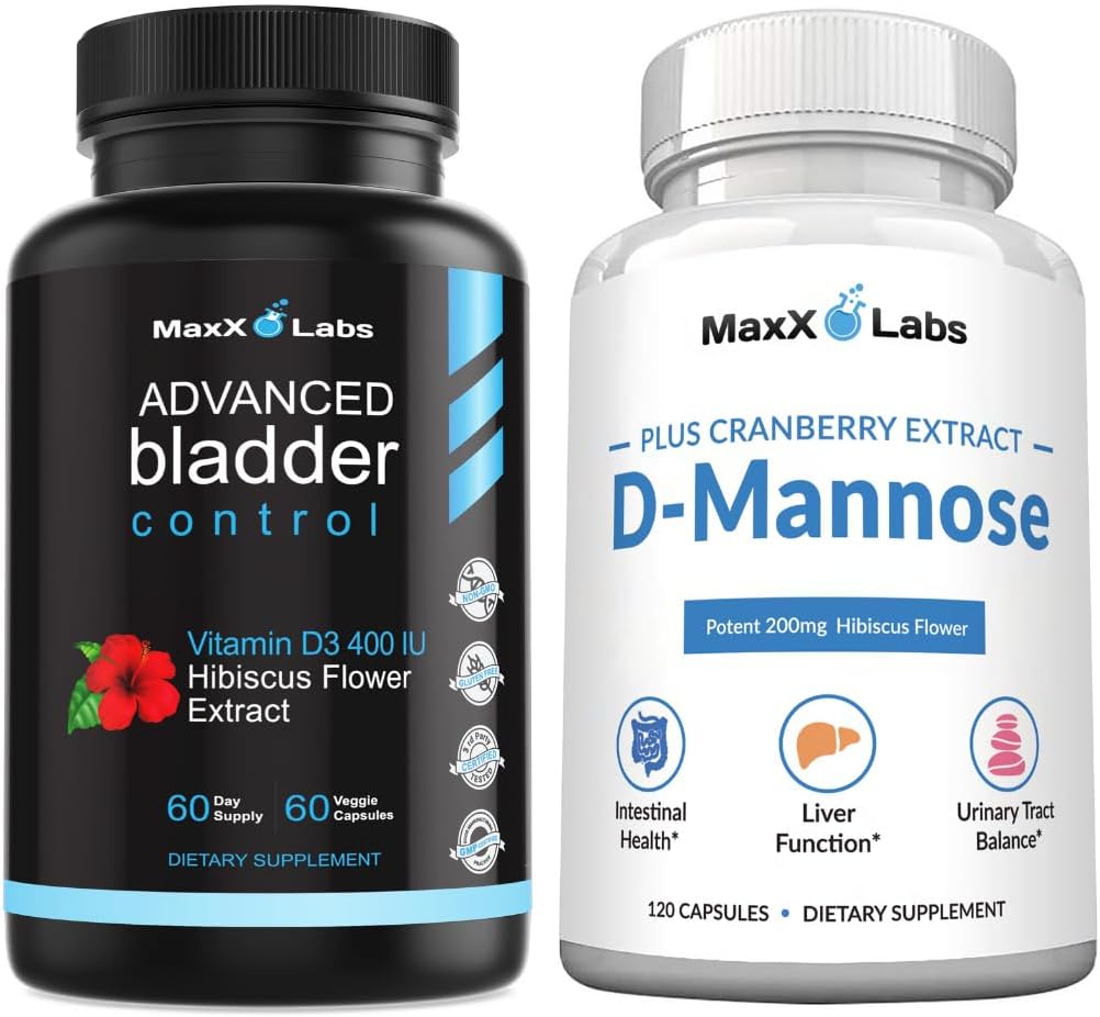 Suplementos avanzados de control de vejiga para mujeres y hombres 60Ct + D Mannose Capsules - Fast Acting 1400 MG Extra Strength DMannose for Bladder Health 120 Ct