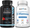 Suplementos avanzados de control de vejiga para mujeres y hombres 60Ct + D Mannose Capsules - Fast Acting 1400 MG Extra Strength DMannose for Bladder Health 120 Ct