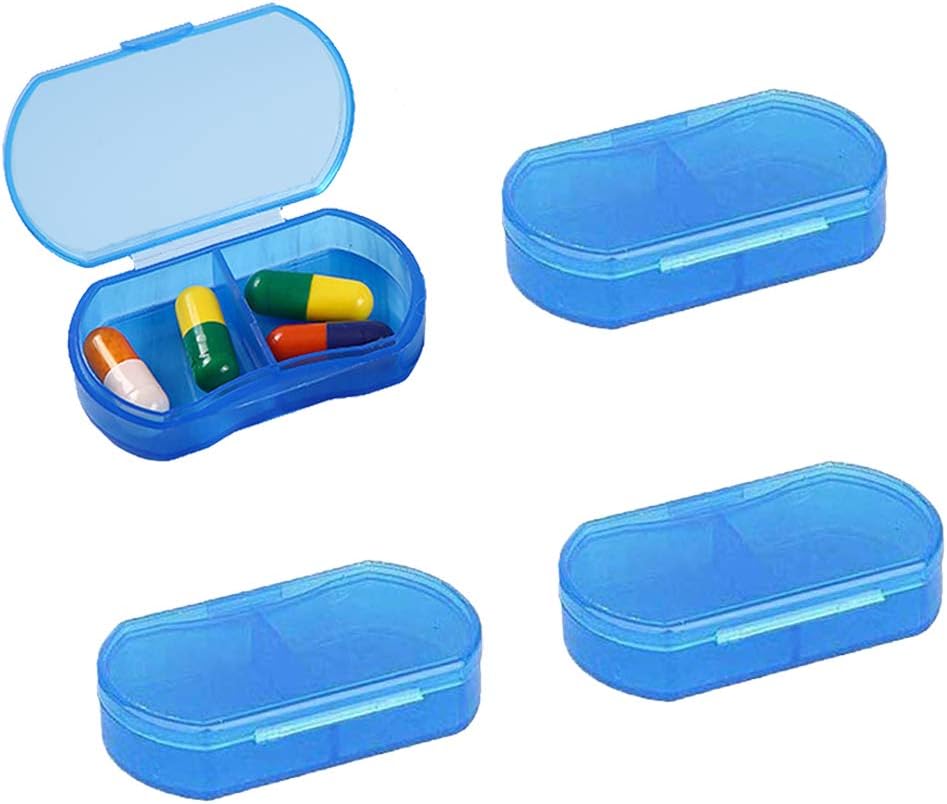 2PCS Pill Case for Purse Small 4PCS Pill Organizer Portable Travel Daily Pill Containers AM &amp; PM Mini Pill Box Vitamina, Fish Oil, Supplement Holder