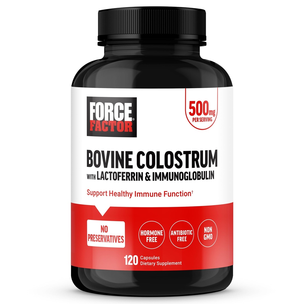 FORCE FACTOR Bovine Colostrum Capsules Suplemento con Inmunoglobulina y Lactoferrina para apoyar Gut Health &amp; Immunity, Hormone &amp; Antibiotic-Free, Made in The USA, Premium Quality, 120 cápsulas