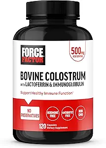 FORCE FACTOR Bovine Colostrum Capsules Suplemento con Inmunoglobulina y Lactoferrina para apoyar Gut Health &amp; Immunity, Hormone &amp; Antibiotic-Free, Made in The USA, Premium Quality, 120 cápsulas