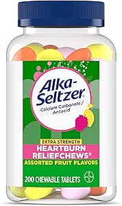 Alka-Seltzer Extra Strength Heartburn ReliefChews, Antacid for Fast Heartburn &amp; Acid Indigestion Relief En el Go, 200 Ct