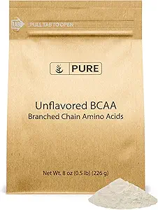 Ingredientes originales puros Unflavored Instantized BCAA (8oz) Polvo, Aminoácidos esenciales de cadena ramificada, Suplemento (8 onzas)