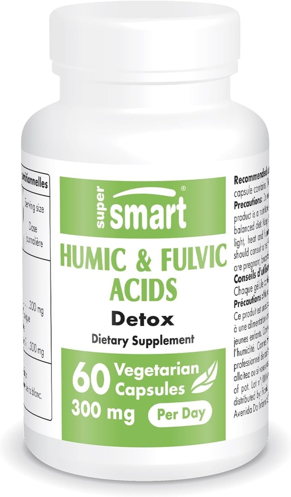 Supersmart - Humic and Fulvic Acid Supplement 300mg per Day (Patented & High Strength) - Fulvic Humic Mineral Blend ← Non-GMO & Gluten Free - 60 cápsulas vegetarianas