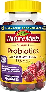 Probióticos Digestivos de la Naturaleza Ultra-Fortaleza, Raspberry & Cherry, 42 Gummies (Pack of 2)