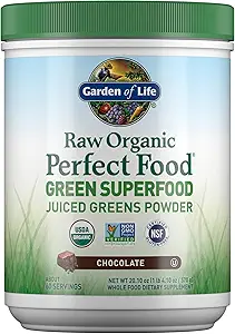 Jardín de la vida cruda comida ecológica perfecta verde superalimentos verdes jugosos Polvo - Chocolate, 60 servidos, no GMO, Gluten libre, Vegan suplemento dietético y Probióticos, Enzimas