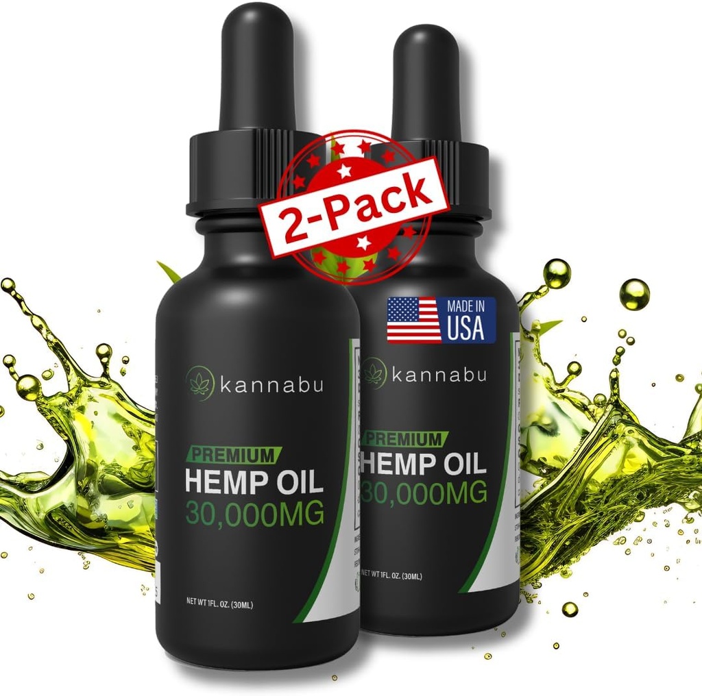 Premium Hemp Oil | Complete Source of Omega 3 6 9 Fatty Acids, Essential Amino Acids & Antioxidants | Hemp Seeds | Vegan Gluten Free Kosher Non GMO (1 Fl Oz - Pack of 2)