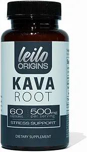 LEILO Kava Root Capsules ← 500mg of Noble Extract/Serving to Support Stress and Promote Relaxation ¦ (60 Vegan Capsules)