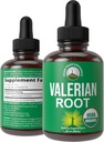 USDA Organic Valerian Root Liquid Drops Suplemento. Extracto vegano Tintura para la relajación, sueño, calma. Gran alternativa a las cápsulas valerianas. Cero Azúcar, Suplementos Gratuitos para Mujeres y Hombres