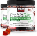 FORCE FACTOR ProbioSlim Apple Cider Vinegar Gummies, 2-Pack, con Organic Apple Cider Vinegar y LactoSpore Probióticos y Prebióticos para soportar la digestión, el metabolismo y la salud inmunitaria, 120 Gummies
