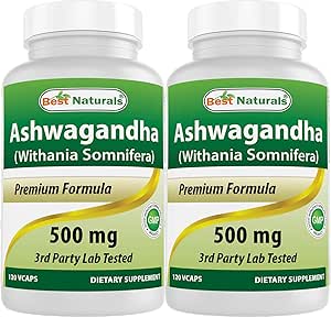 Mejores Naturales Ashwagandha Extracto 500 Mg 120 Capsules (Pack of 2)