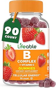 Lifeable Vitamin B Complex Gummies for Adults | with Vitamin C | Great Tasting Vitamin B Gummies | for Energy and Nerve System | Vegan B Complex Vitamins for Women, Men | 90 Gummies