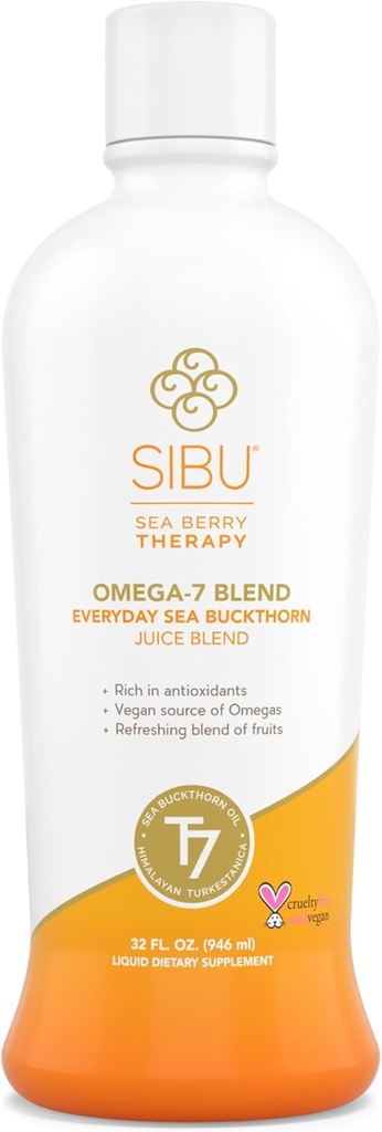 sibu Blend Sea Buckthorn Fruit Juice - Omega 7 Sea Buckthorn Purée Mixed with Healthy Fruit Juice - Potent Omega 7 Suplemento, 32 onzas