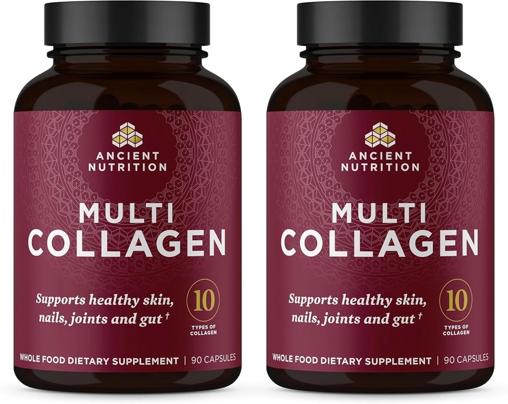 Antiguo colágeno de nutrición Peptides Capsules Suplemento, Hidrolyzed Collagen Pills for Women &amp; Hombres, apoya la piel sana " uñas, Gut Health " Joint Support, Shrink-Wrapped 90 Count Bundle (2 Pack)