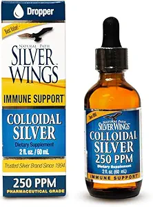 Natural Path Alas de Plata Colloidal Plata Líquida - Soporte mejorado - 250ppm (1250mcg) - 2oz Dropper