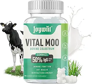 Colostrum Gummies 2000mg, Organic Bovine Colostrum Supplement for Muscle Growth, Energy Boost, Gut Health, Hair, Gluten Free, Calostro Bovino para Adultos Organico, 60 Conde