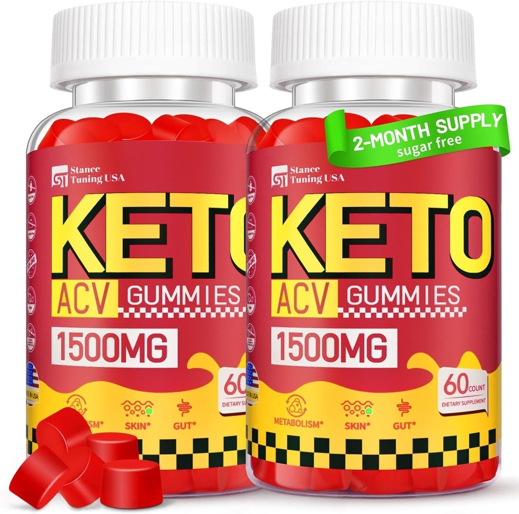 Keto ACV Gummies - 1500MG ACV Keto Gummies for Women Hombre - Apple Sider Vinegar con Madre, Probióticos, Vitaminas B6 B12 para Gut Digestion - Vegan & No GMO, 2 Pack