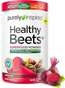 Purely Inspired Healthy Beets Superfood Powder, Unflavored - Super Beet Root Powder with Red Spinach Extract, Vitamin C & Zinc for Immune Support - Supports Nitric Oxide Production for Men &amp; Women