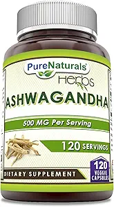 Naturales puros Ashwagandha 500 Mg por Serving 120 Veggie Capsules Suplemento  Made with Natural Ashwagandha ← Non-GMO Silencio Gluten Free ← Made in USA