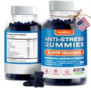 Gummies de alivio de estrés - 1500MG 5HTP con L-Theanine Gaba & L-Tyrosine - Ashwagandha Suplemento Herbal Asistencias Alerta Intelectual Vegan Brain Mood Suplementos Booost para adultos y niños hechos en EE.UU.