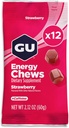 GU Energy Chews, Strawberry Energy Gummies with Electrolytes, Vegan, Gluten-Free, Kosher, 20 mg de Caffeine y Dairy-Free On-the-Go Energy for Any Workout, 12 Bolsas (24 Servimientos Total)