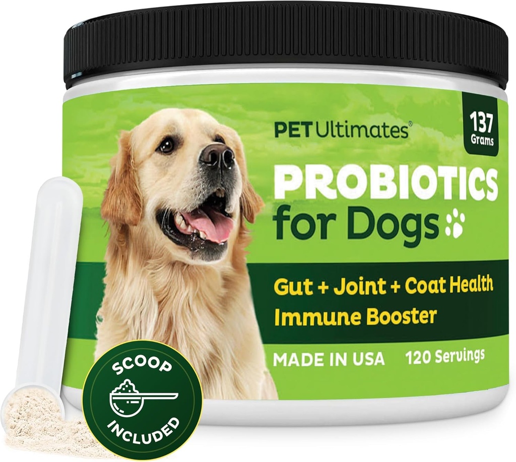 Pet Ultimates Probióticos para perros – 22-Species Dog Probiotics for Digestive Support " Antibiotics Recovery – Skin and Coat Supplement, Enhances Vitality – Dog Health Supplies (1 Pack)