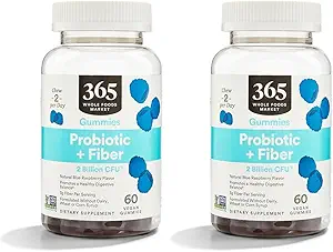365 por Whole Foods Market, Gummies Probiotic Fiber 2 Bill Blue Raspberry, 60 Cuenta (Pack of 2)