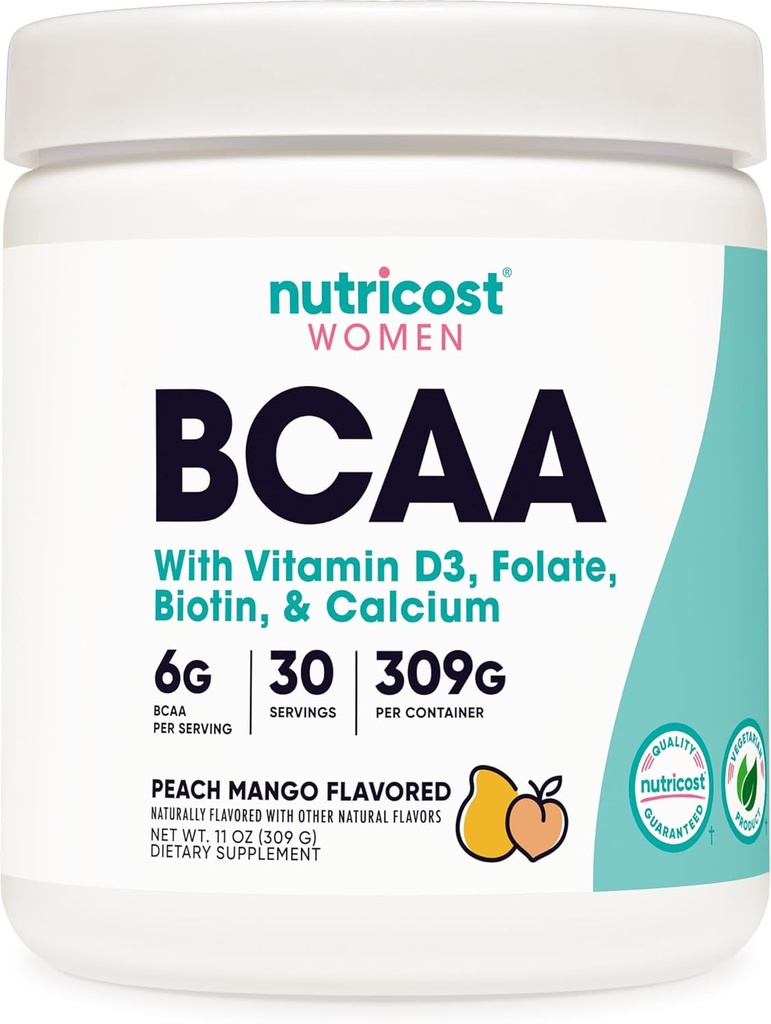 Nutricost BCAA for Women (Peach Mango, 30 Servings) - Formulado específicamente para las mujeres - Non-GMO y Gluten-Free